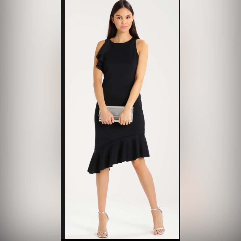 NWT Banana Republic Kensie Asymmetrical Black ruffle dress